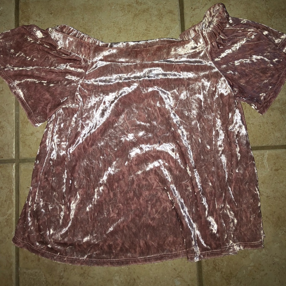 Pink velvet off the shoulder top